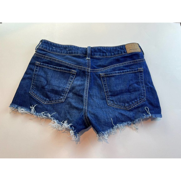 American Eagle Tomgirl Shortie Denim Shorts Women 4 Medium Wash Distressed Casua - Picture 2 of 10